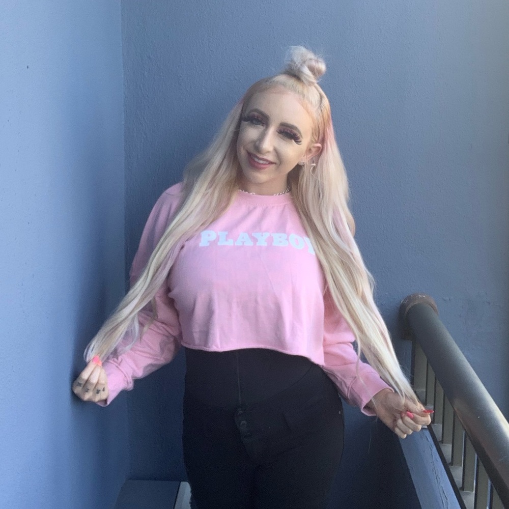 Playboy Missguided Pull Over Sweater Pink